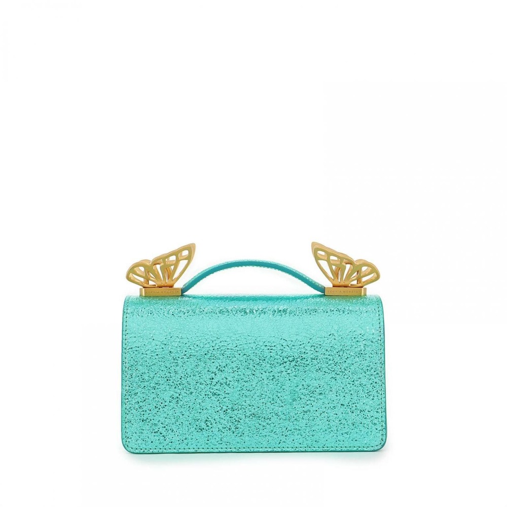 Sophia Webster Mariposa Mini Metallic Leather Shoulder Bag ~ Emerald